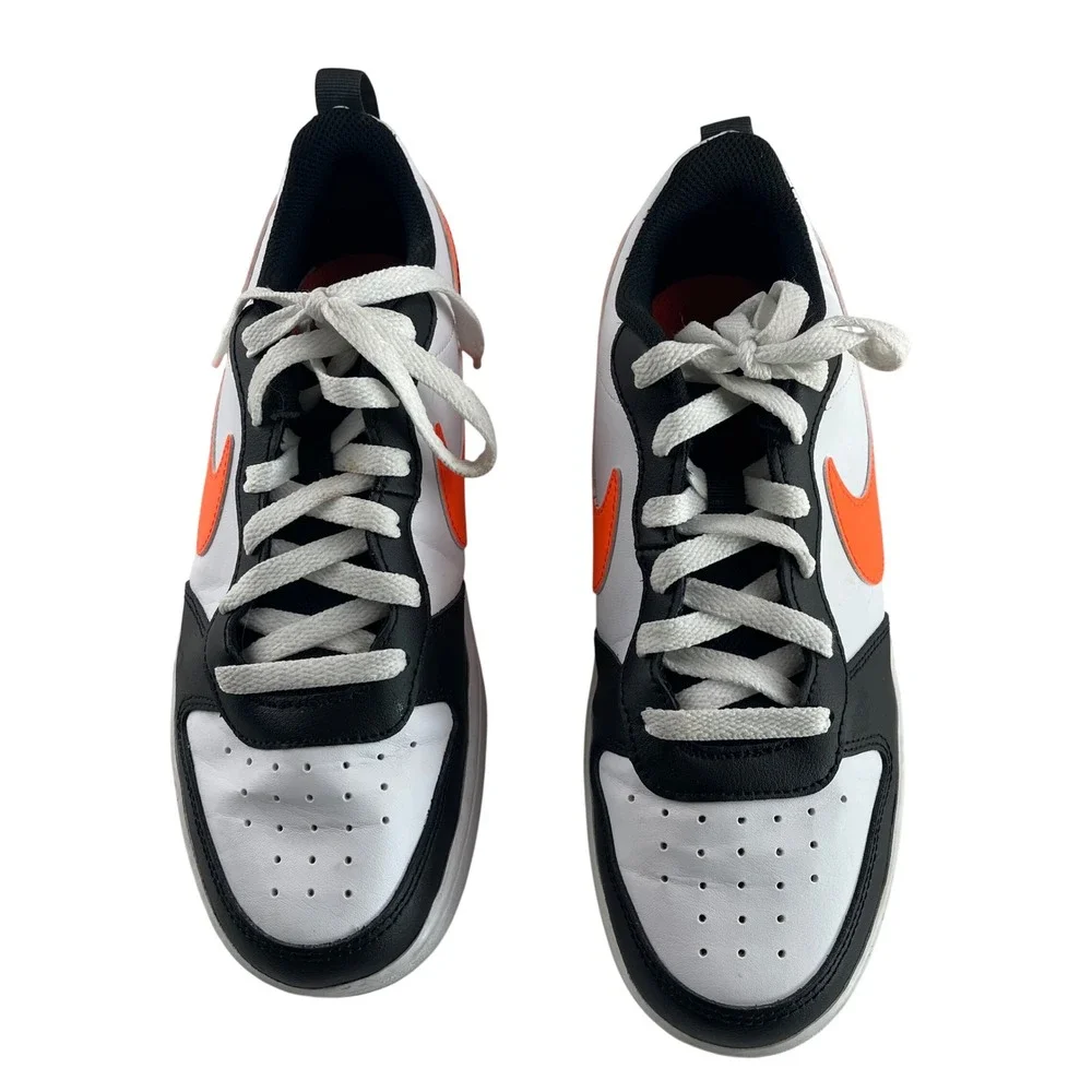 Nike Court Borough‎ Low 2 GS White Black Neon Orange 6.5Y Sneakers BQ5448-115